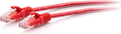 Produktbild von C2G 0,3 m Cat6a ungeschirmtes (UTP) flaches Ethernet Patchkabel mit Rastnasenschutz – rot, 0,3 m, Cat6a, U/UTP (UTP), RJ-45, RJ-45, Rot