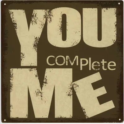 Produktbild von Moritz Deko Blechschild You Complete Me Du und Ich Metallschild Retro Vintage-Design zur Dekoration Wanddekoration