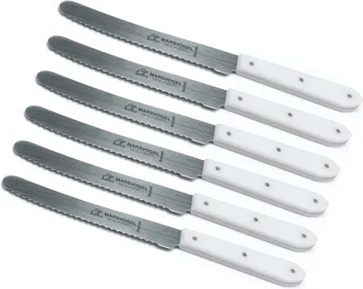 Produktbild von Marsvogel | Tafelmesser 6 Stück | POM Solingen Tischmesser | Menümesser im 6er Pack | Farbe: Weiß