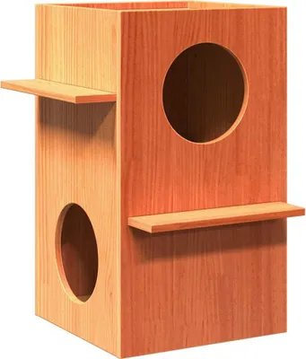 Produktbild von "2026 MODERNE"Katzenhaus Wachsbraun 43x43x60cm Massivholz Kiefer NEU777567 - Kratzbäume