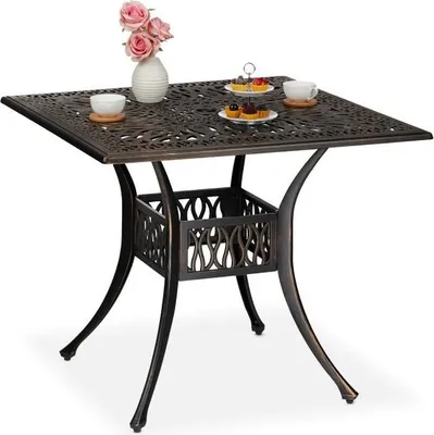 Image de Table de jardin carrée avec trou pour parasol