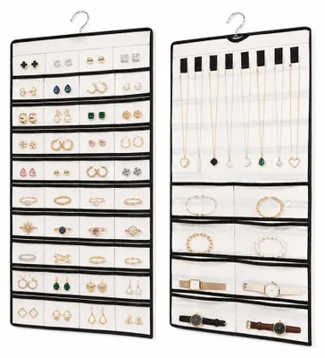Schmuckorganizer, Wandmontage, 78x43 cm, 48 Fächer, weiß