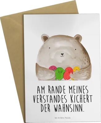 Produktbild von Mr. & Mrs. Panda Klappkarte Bär Gefühl - Weiß - Geschenk, weihnachtskarten, einladungskarten, Verrückt, osterkarte, hochzeitskarten, Grußkarten, Durchgedreht, Teddy