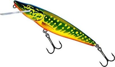 Produktbild von Salmo Pike Wobbler Hecht, Salmo Farben:Hot Pike, Länge/Gewicht/Laufverhalten/Tauchtiefe:16cm / 52g / schwimmend / 2.0-5.0m
