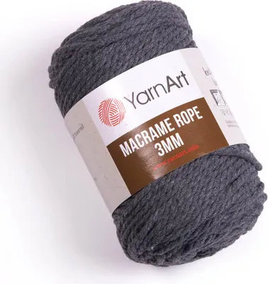 Obrázek produktu pro Yarn Art Macrame Rope 3 mm 3 mm 63 m 758 Anthracite Šňůra