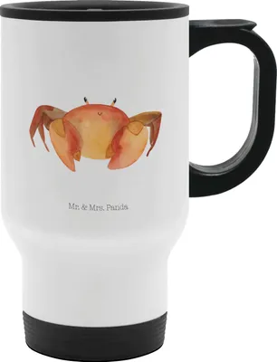 Produktbild von Mr. & Mrs. Panda To-Go-Becher Sternzeichen Krebs - Weiß - Geschenk, Krabbe, Mehrwegbecher, Meer, Thermobecher To Go, Krebse, Tierkreiszeichen, Meerestier, Kaffeebecher