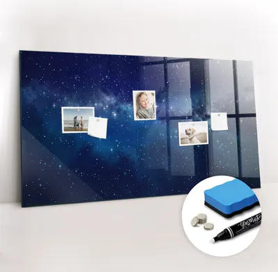 Produktbild von Magnetpinnwand Memoboard - Zubehörsatz - Weißer Marker + Schwamm + Magnete - 120 x 60 cm - Dunkle Himmelssterne