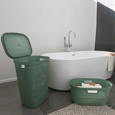 Produktbild von CURVER | Wäschekorb - Wäschebehälter - Wäschesammler - grün - 60L - aus Kunststoff - Wäschebox - Praktisch