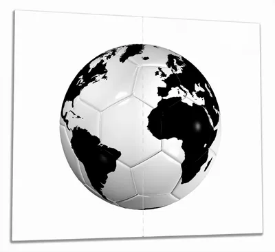 Produktbild von Wallario Herdabdeckplatte aus Glas, Größe 60 x 52 cm 2-teilig, Motiv Planet Fußball
