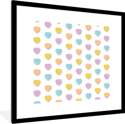 Produktbild von MuchoWow® MuchoWow® Gerahmtes Poster Pastell - Muster - Herz 40x40 cm - Poster mit zchwarzem Bilderrahmen - Poster - Plakat im Rahmen