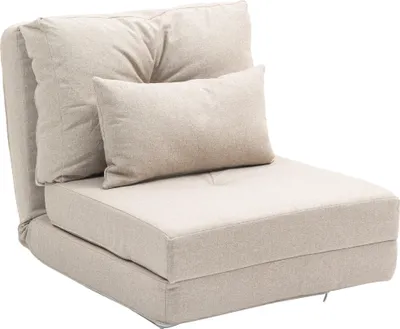 Image de HOMCOM Fauteuil convertible 1 place fauteuil paresseux lit chauffeuse 1 place - coussin inclus, dossier réglable - salon, charge 120 kg, tissu lin beige