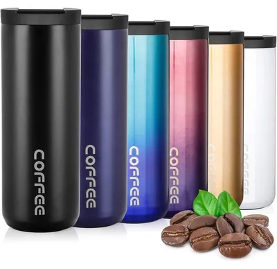 Produktbild von Thermobecher 500ml Edelstahl Isolierbecher Kaffeebecher to go mit Deckel Schwarz