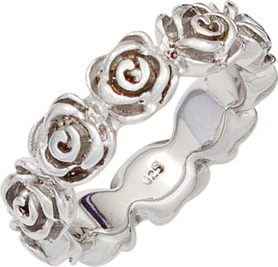 Produktbild von Ring Damenring mit Blumen Rosen 925 Silber rhodiniert Silberring Innenumfang 56mm  Ø17.8mm