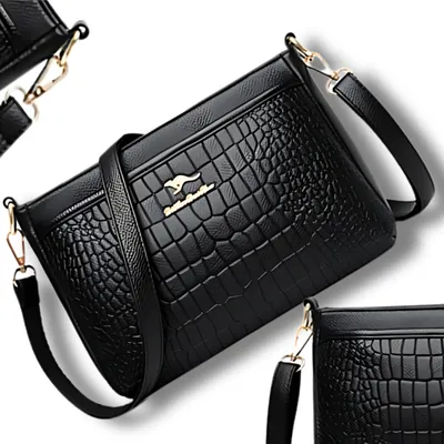 Produktbild von EDIBAZZAR | Schwarze Urban Leder Umhängetasche, Elegant gesteppt, Reißverschluss