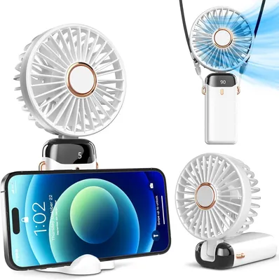 Produktbild von Handventilator, Mini Ventilator, Tischventilator, Tragbarer Ventilator, Lüfter, Taschenventilator, Wiederaufladbar, 5 Geschwindigkeitsstufen