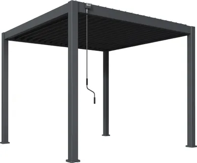 Produktbild von Rockford Pergola Aluminium 3 x 3 m mit verstellbarem Lamellendach freistehender Pavillon Anthrazit