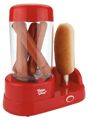 Hot Dog Maschine 350 W, für 6 Würstchen, Edelstahl, rot