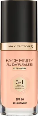 Productafbeelding van Max Factor Facefinity All Day Flawless 3-in-1, pompflacon, crème, universeel, matmakend, egaliserend, foundation, beige, licht ivoor