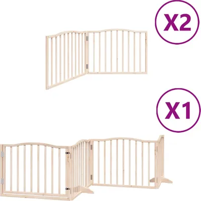 Immagine prodotto di vidaXL Cancelletto per cani a 8 pezzi con porta pieghevole 640 cm in legno di pioppo