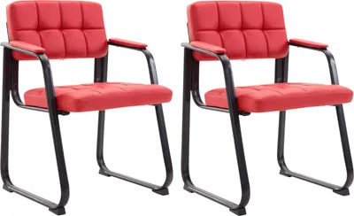 Produktbild von CLP 2er Set Besucherstühle Canada B Kunstleder mit Armlehne rot