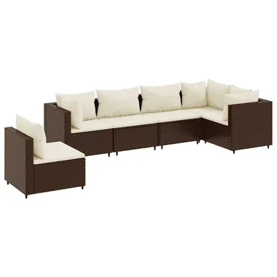 Obrázok produktu pre vidaXL 6-dielna záhradná súprava s vankúšmi Brown Poly Rattan