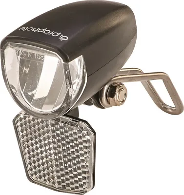 Produktbild von Prophete Fahrrad LED-Scheinwerfer – 15 Lux, mit EIN-/Ausschalter & abnehmbarem Reflektor – Für Naben-, Seitendynamo & E-Bikes (6V) – StVZO zugelassen – Kompakter Scheinwerfer mit Nirosta-Halter