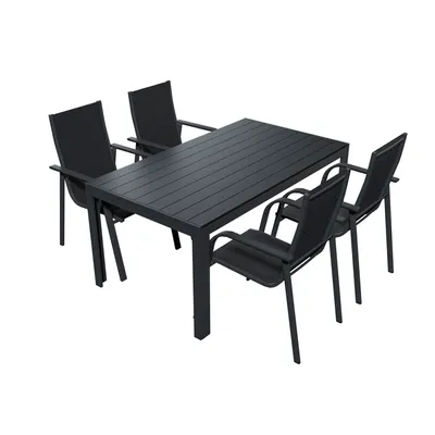Produktbild von Alu Gartensitzgruppe Gartenmöbel Set Sitzgruppe Gartenset 5tlg. Essgruppe Tisch