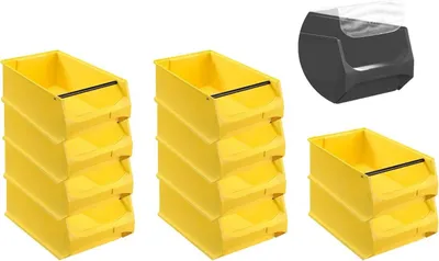 Produktbild von SparSet 10x Gelbe Sichtlagerbox 5.1 mit Griffstange & Abdeckung | HxBxT 20x30x50cm | 21,8 Liter | Sichtlagerbehälter, Sichtlagerkasten, Sichtlagerkastensortiment, Sortierbehälter