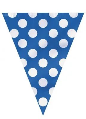 Produktbild von Wimpelkette blau mit weissen Punkten