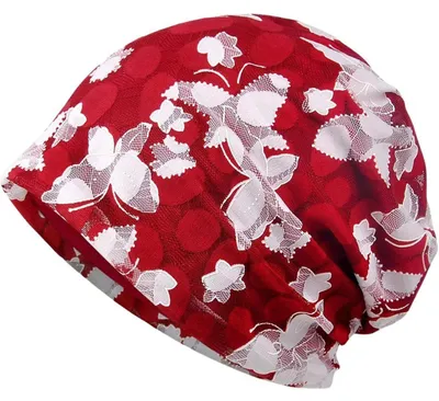 Zdjęcie produktu dla Czapka damska/męska, typu slouch beanie, wykonana z bawełny, oddychająca, idealna jako nakrycie głowy dla osób po chemioterapii, kolor czerwony