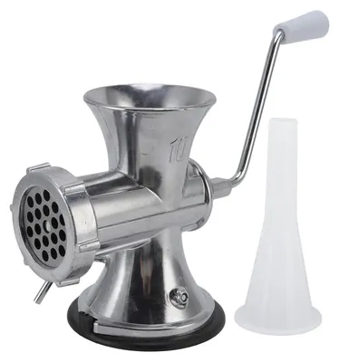Productafbeelding van Handmatige vleesmolen, zilverkleurig, met zuignap, vleesmolen, worstvulling van aluminiumlegering, voor gebruik in de keuken thuis