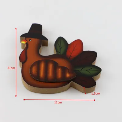 Imagen del producto de Decoración otoñal de madera con motivos de calabaza y pavo: adornos rústicos para la época de la cosecha