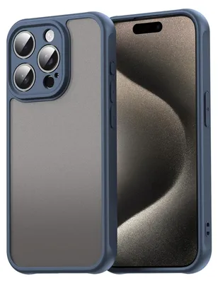 Image de Coque pour iPhone 15 Pro, dos mat translucide avec protection de l'appareil photo, coque de protection antichoc Bleu