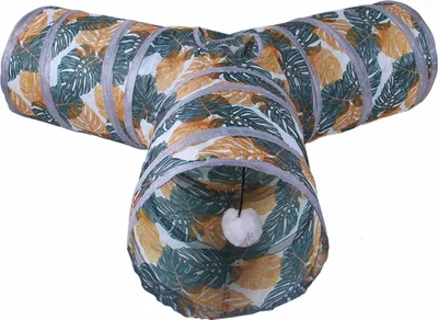 Produktbild von INF Faltbarer Katzentunnel T-Form, Spieltunnel für Katzen, Polyester, 3-Wege