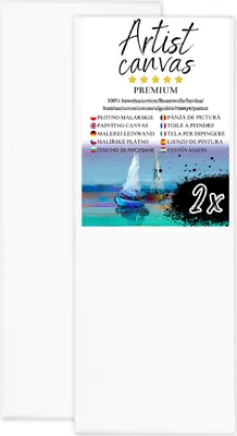 Produktbild von 2x Leinwand auf Keilrahmen 100% Baumwolle 280 g/m² Weiß grundiert 50X130 cm