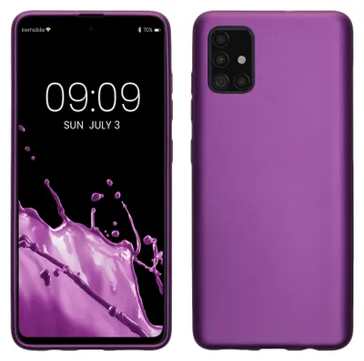 Produktbild von kwmobile Handyhülle für Samsung Galaxy A51 Hülle - Silikon Case metallisch schimmernd - Schutzhülle Cover - Metallic Violett