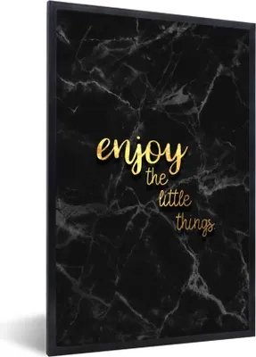 Produktbild von MuchoWow® Gerahmtes Poster Zitate - Sprichwörter - Gold - Marmor 40x60 cm - Poster mit Schwarzem Bilderrahmen Wandposter Rahmen Foto Bilder - Papierdruck - Wandbilder