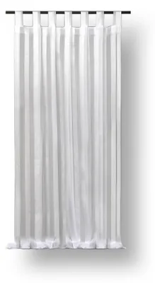 Produktbild von Voile Gardine weiß Streifen Dekoschal 140x175 cm halbtransparent Schlaufen Vorhang
