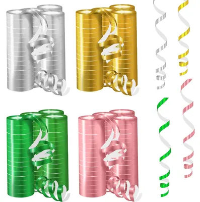 12 Metallic-Luftschlangen, 4 Farben, Papier, Partydekoration