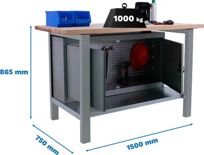 Obrázek produktu pro SIMONWORK BT6L PRO LAMINÁTOVÁ SKŘÍŇ 1500 CINZA/FAIA pracovní stůl s parafuserem