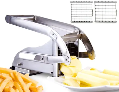 Immagine prodotto di Tagliapatate in acciaio inossidabile con 2 lame e ventosa antiscivolo