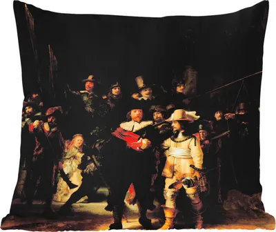 Produktbild von MuchoWow® Outdoor Kissen - Die Nachtwache - Gemälde von Rembrandt van Rijn - 45x45 cm - Wetterfest - Lounge Kissen - Fotokissen - Dekoratives Kissen