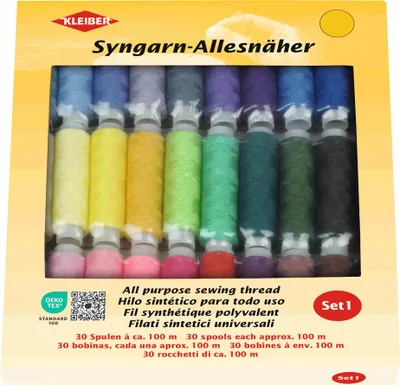 Produktbild von KLEIBER Nähgarn-Set Syngarn Allesnäher 30 x 100 mm 30 Spulen à 100 m