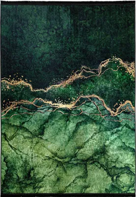 Obrázok produktu pre Zelený Koberec Mazovia - Abstraktný Mramor Koberec do Obývacej Izby, Spálne, Kancelárie - Možno Prať v Práčke - 140 x 200 cm