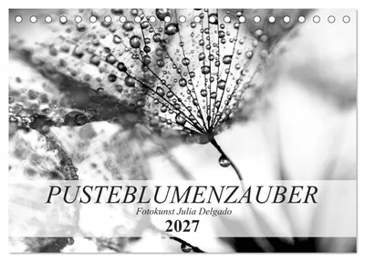 Produktbild von Pusteblumenzauber in schwarzweiß (Tischkalender 2027 DIN A5 quer), CALVENDO Monatskalender