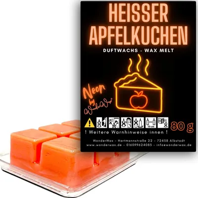 Produktbild von WonderWax Neon Duftwachs Wax Melts für Duftlampe, 6 Würfel Duftmelt Wachsmelt Sojawachs Neon Würfel für Raumdüfte, Wachs Duftöl Indoor Herbst Melts für Aromalampe Heißer Apfelkuchen