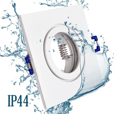 Produktbild von 6x MAXKOMFORT Einbaustrahler Bad IP44 mit GU10 Fassung Eckig weiß Einbauspot Einbauleuchte Rahmen Rostfrei Deckenspot Strahler Spot 5102-WH
