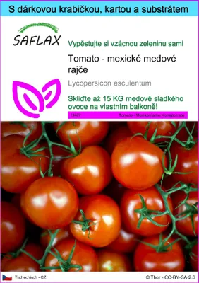Obrázek produktu pro SAFLAX Dárková sada - Tomato - mexické medové rajče - Lycopersicon esculentum - 10 Semena - S dárkovou krabičkou, přepravním štítkem, dárkovou kartou a pěstebním médiem