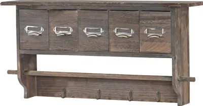 Produktbild von Kuchynský regál HWC-C49, regál pre domácnosť, vintage s 5 zásuvkami 32x65x13cm ~ hnedý