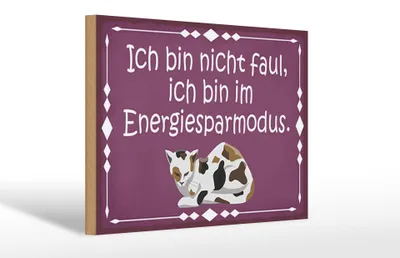 Produktbild von Holzschild Spruch 30x20cm Katze ich bin nicht faul bin im